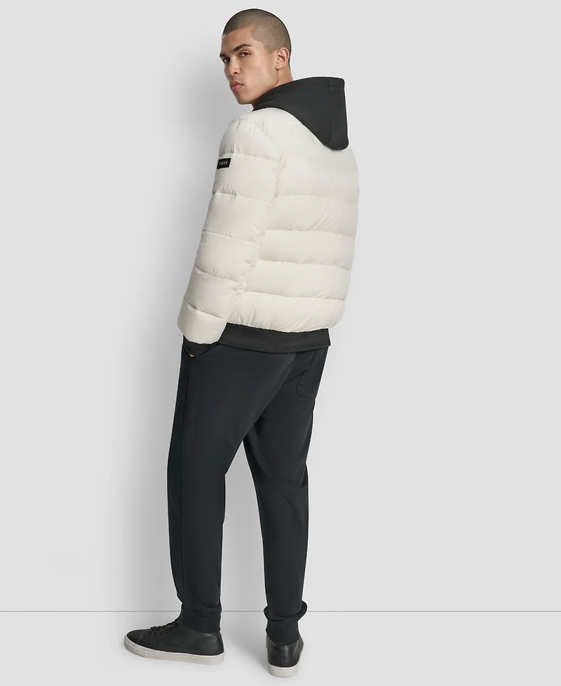 Dkny Men's Hooded Quilted Bomber Puffer Jacket