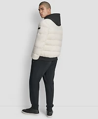 Dkny Men's Hooded Quilted Bomber Puffer Jacket