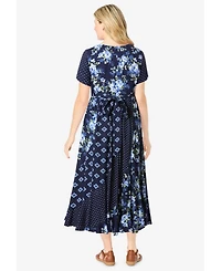 Woman Within Women's Mixed Print Maxi Dress