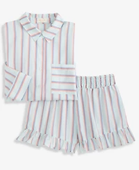 State of Day Women's Woven Top & Ruffle Shorts Pajamas, 2-Piece Set, Macy's Exclusive