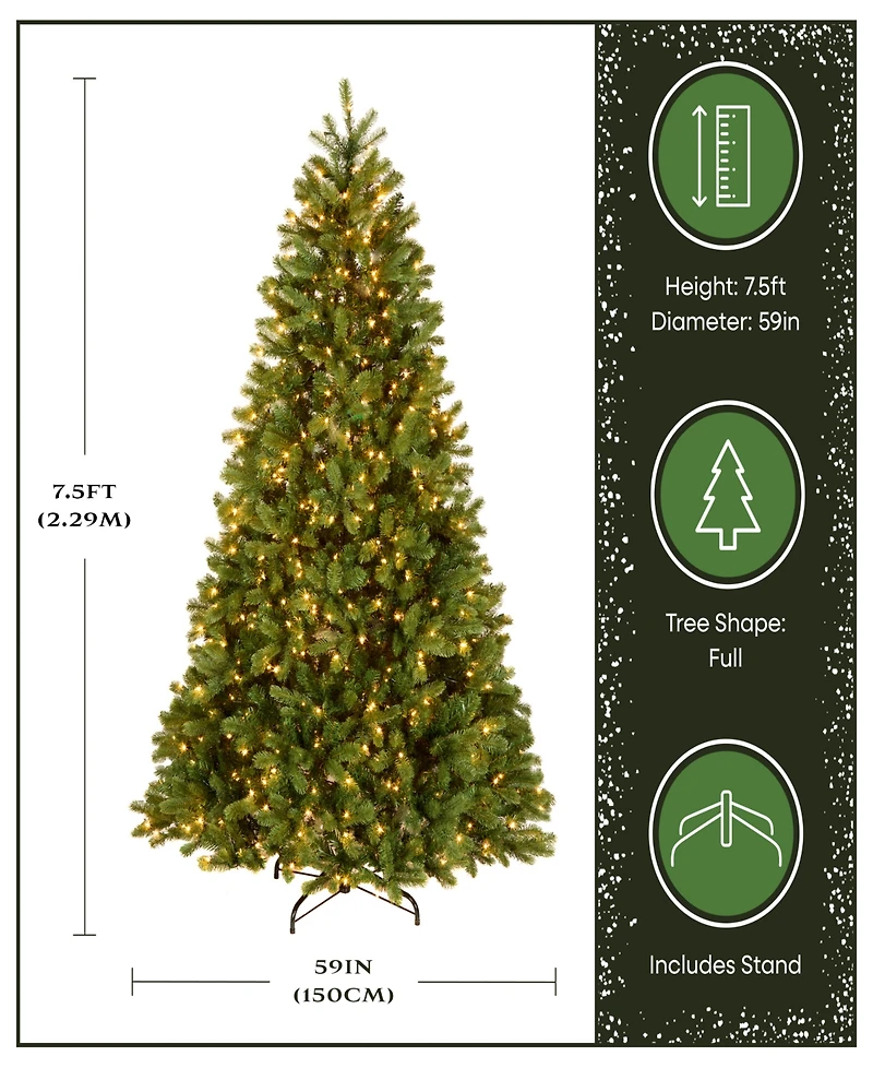 National Tree 7.5' "Feel Real" Downswept Douglas Fir Hinged Tree with 750 Clear Lights