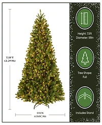 National Tree 7.5' "Feel Real" Downswept Douglas Fir Hinged Tree with 750 Clear Lights