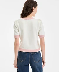 On 34th Women's Embroidered Colorblocked Short-Sleeve Sweater, Macy's Exclusive