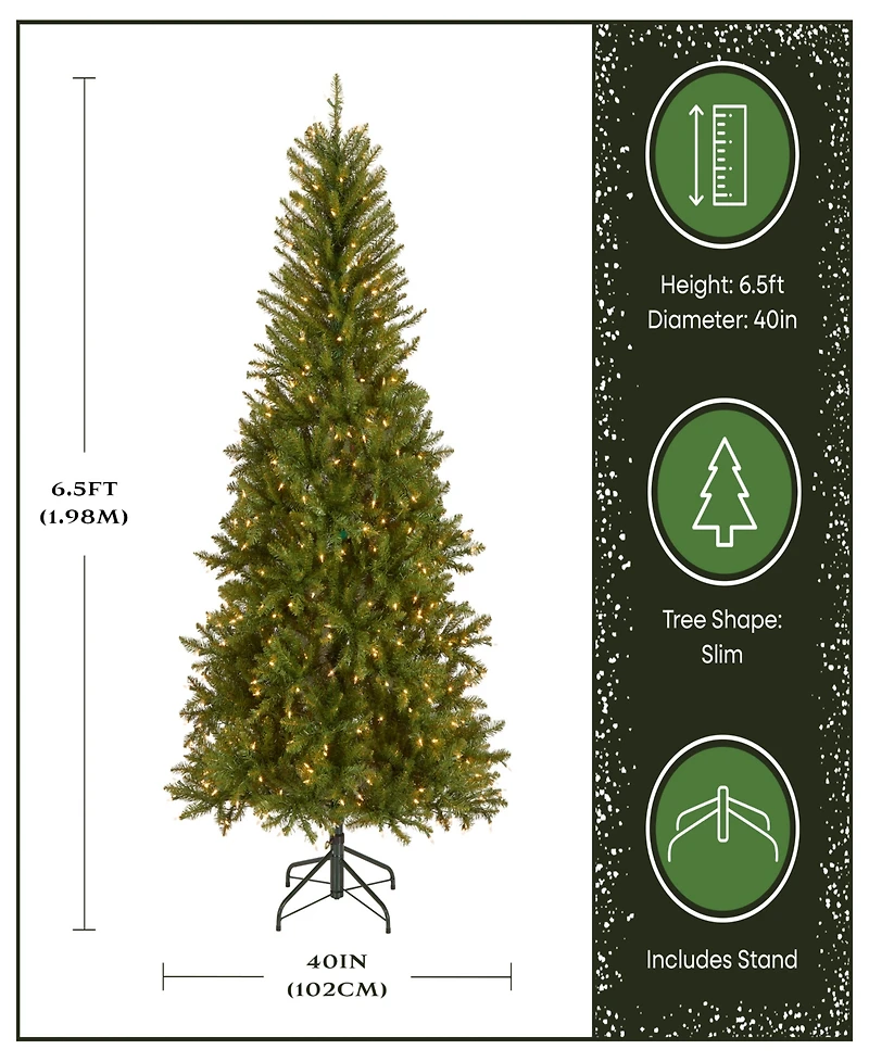 National Tree Company 6.5' Dunhill Fir Slim Tree with 500 Clear Lights