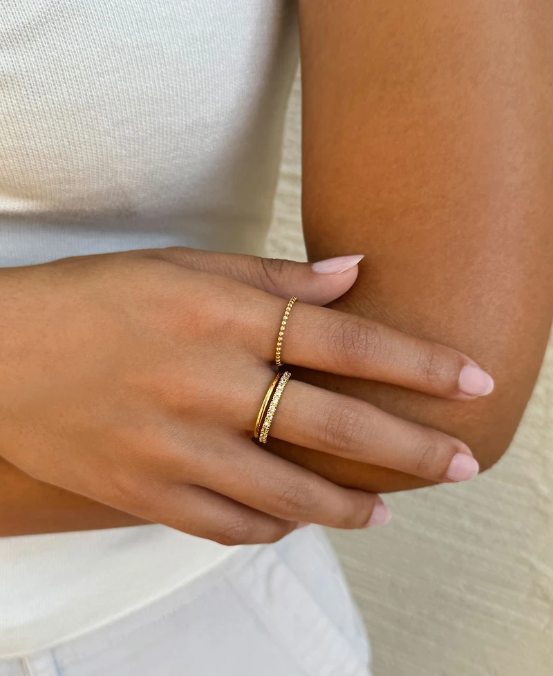 Adornia Gold Cz 3-Band Eternity Band Set