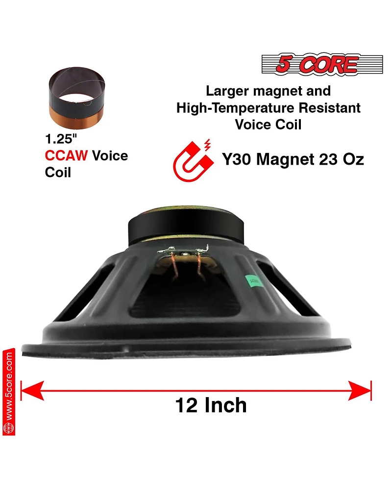 5 Core 12 Inch Subwoofer 1200W Pa Dj 8 Ohm Deep Bass Sub Woofer Loud Speaker