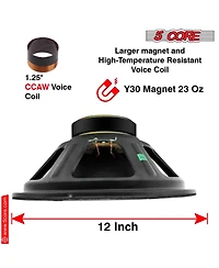 5 Core 12 Inch Subwoofer 1200W Pa Dj 8 Ohm Deep Bass Sub Woofer Loud Speaker