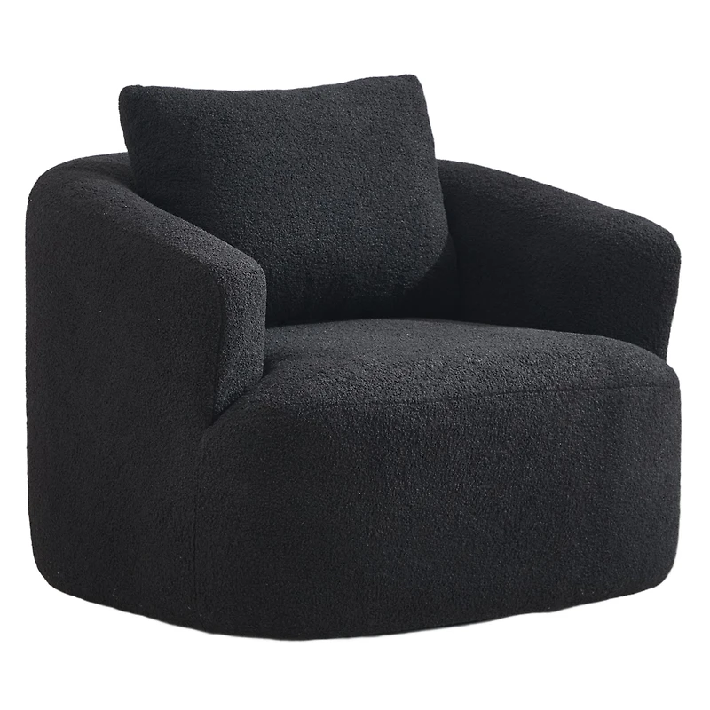 Boyelliving Mid-Century Modern Accent Chair, Armchair Living Room Comfy Single Sofa Polyester Fabric Chair for