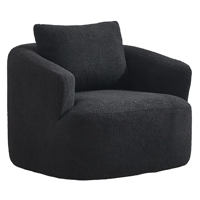 Boyelliving Mid-Century Modern Accent Chair, Armchair Living Room Comfy Single Sofa Polyester Fabric Chair for