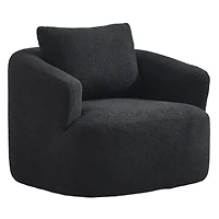 Boyelliving Mid-Century Modern Accent Chair, Armchair Living Room Comfy Single Sofa Polyester Fabric Chair for