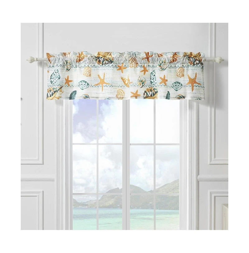 Greenland Home Fashions Kona Luxurious 3" Rod Pocket Window Valance 84" x 16" Ocean