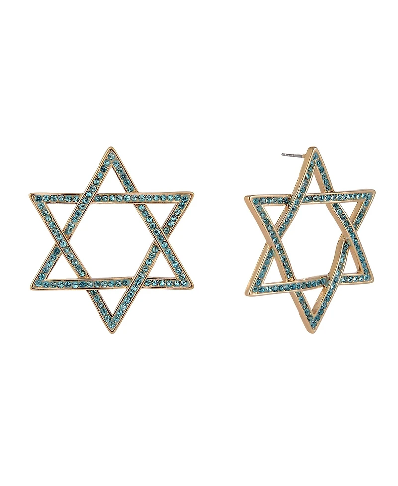 Hallmark Blue Stone Star of David Hoop Earrings