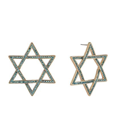 Hallmark Blue Stone Star of David Hoop Earrings