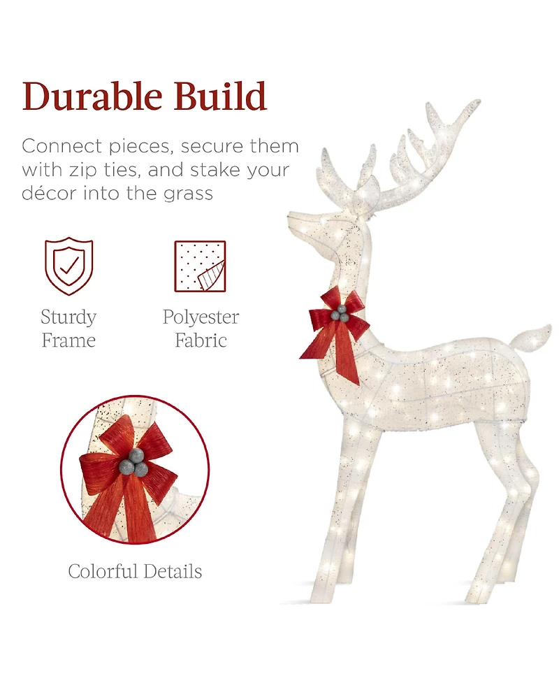 Best Choice Products 6.5ft 3-Piece Lighted Christmas Deer Set Outdoor Yard Decoration with 385 Led Lights, Stakes