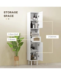 Homcom Tall Bathroom Storage Cabinet with Rat Doors,