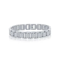 Metallo Stainless Steel Cz Square Link Bracelet