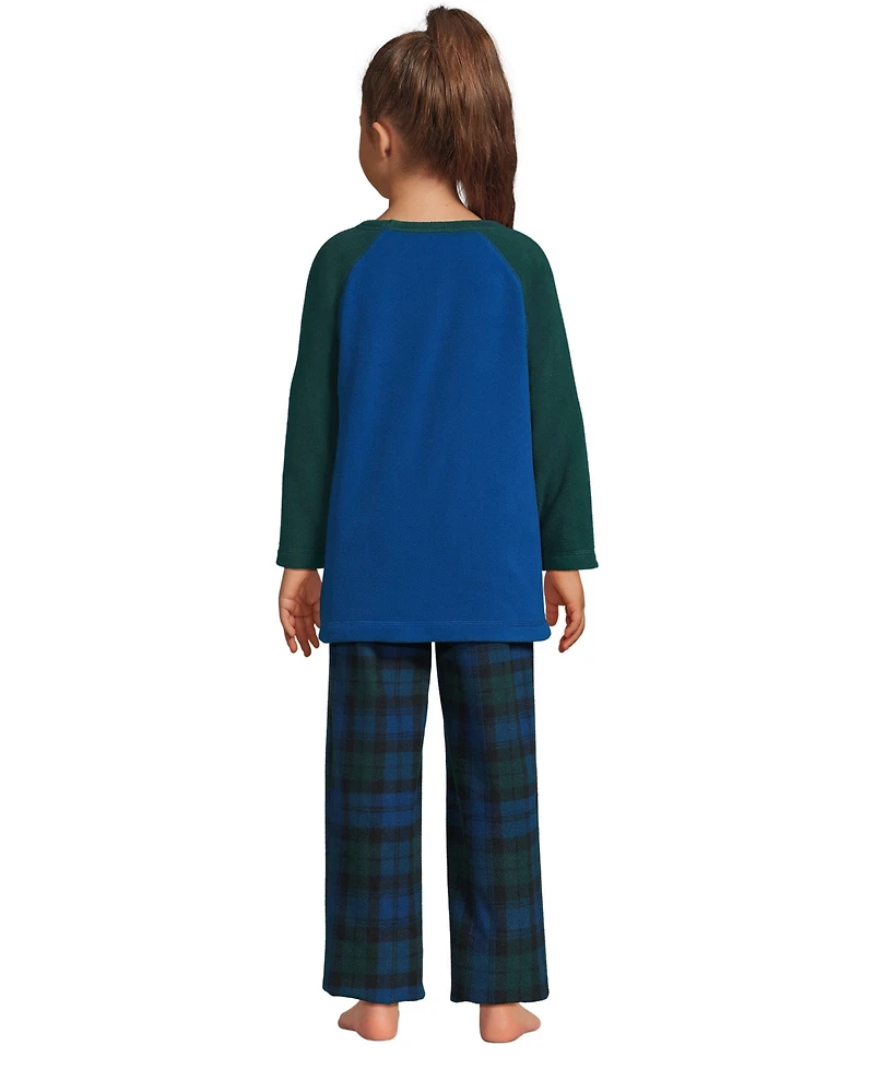 Lands' End Big Girls Long Sleeve Pocket Fleece Pajama Set