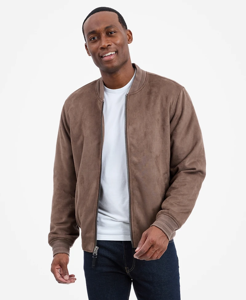 Michael Kors Men's Faux Suede Bomber Jacket