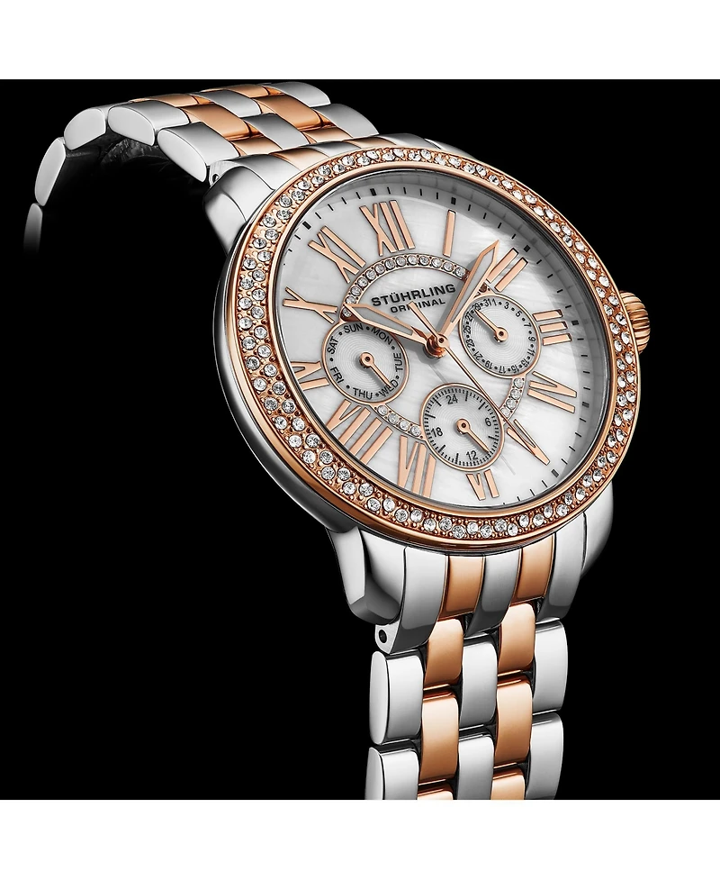 Stuhrling Women's Quartz Sonata Watch – Rose Gold-Tone Bracelet, 38mm Round Case