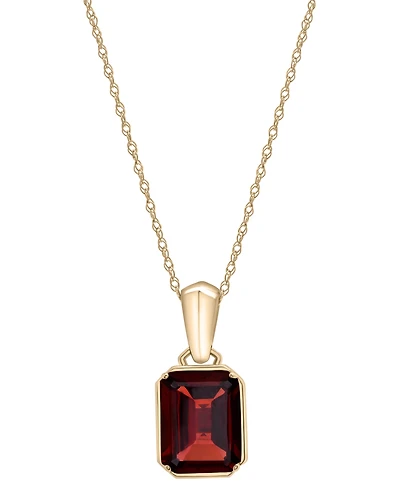 Macy's Garnet (2-5/8 ct. t.w.) Drop Pendant Necklace in 14k Yellow Gold