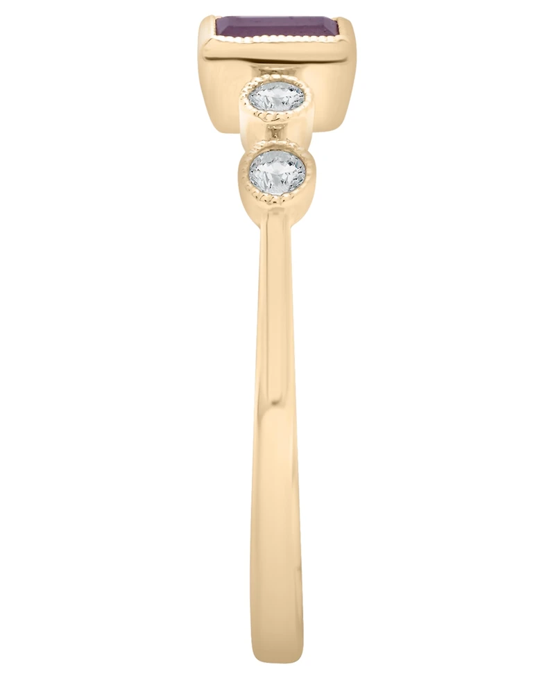 Macy's Amethyst (1/6 ct. t.w.) & Diamond (1/10 ct. t.w.) Baguette Ring in 14k Gold-Plated Over Sterling Silver