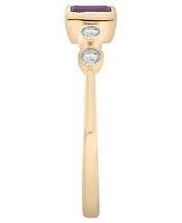 Macy's Amethyst (1/6 ct. t.w.) & Diamond (1/10 ct. t.w.) Baguette Ring in 14k Gold-Plated Over Sterling Silver