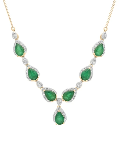 Macy's Emerald (2-7/8 ct. t.w.) and Diamond (1/3 ct. t.w.) Necklace in 14k Yellow Gold