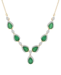 Macy's Emerald (2-7/8 ct. t.w.) and Diamond (1/3 ct. t.w.) Necklace in 14k Yellow Gold