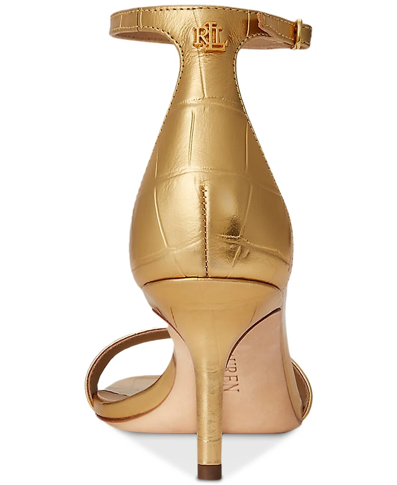 Lauren Ralph Women's Allie Mid-Heel Crocodile-Embossed Sandals