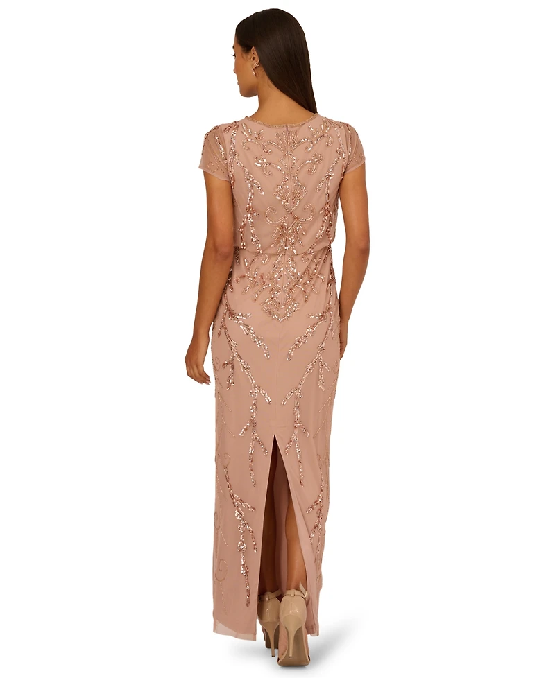 Adrianna Papell Petite Bead Blouson Long Dress