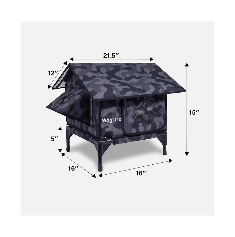 Wagstro RoofHaus Outdoor Heated Cat House in Night Camo
