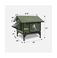 Wagstro RoofHaus Heated Outdoor Cat Shelter – Olive Green
