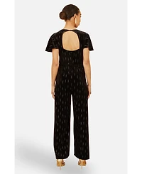 Yumi Women's Foil Print Velvet Jumpsuit