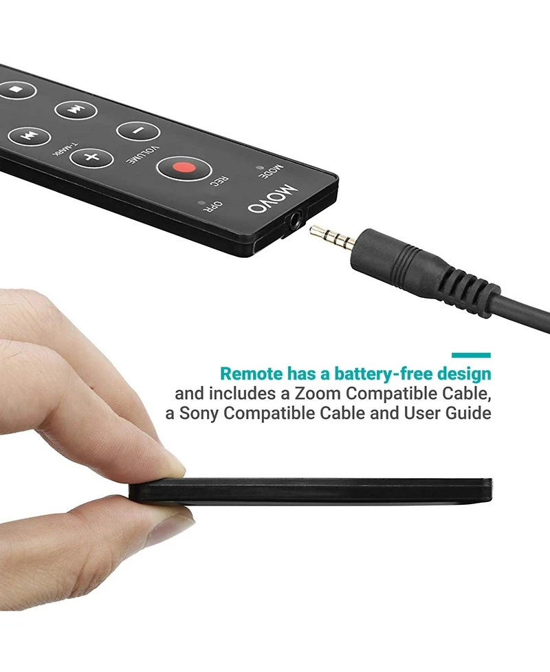 Movo Rec-4 Wired Remote Control for Zoom H2n, H4n Pro, H5 & H6 Portable Digital Handy Recorders