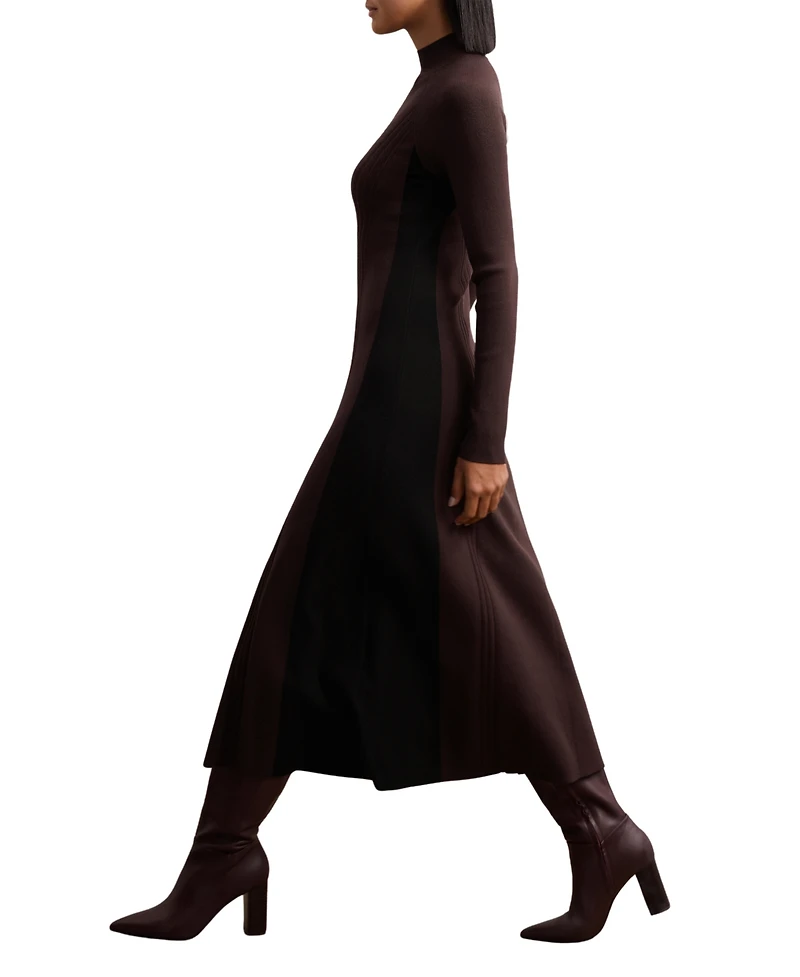 Reiss Women's Knitted Contrast-Panel Midi Dress