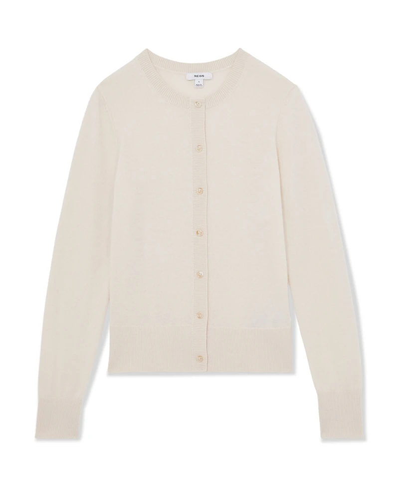Reiss Women's Wool-Blend Crew-Neck with Cashmere Cardigan Sweater