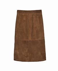 Reiss Women's Suede Straight-Fit Midi Skirt