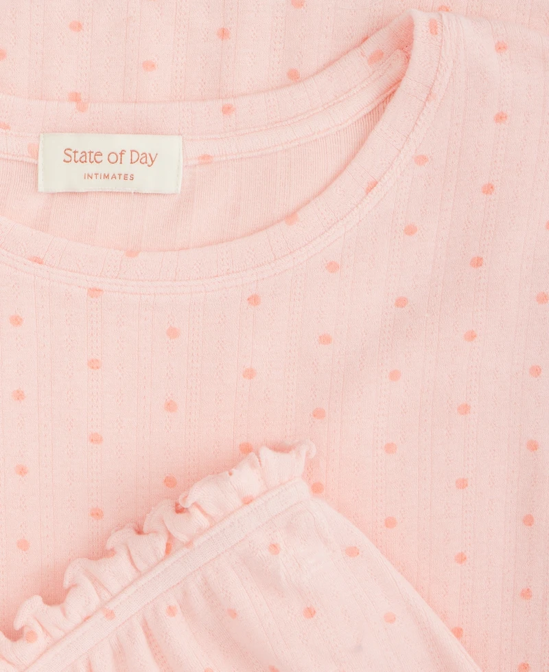 State of Day Women's Pointelle Top & Bloomer Shorts Pajamas, 2-Piece Set, Macy's Exclusive