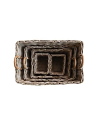 Storied Home Hand-Woven Rattan Trunks with Handles and 3 Nested Baskets, Natural, Set of 5
