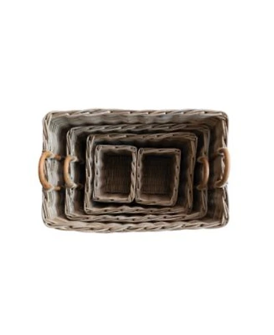 Storied Home Hand Woven Rattan Trunks With Handles 3 Nested Baskets Natural Set Of 5