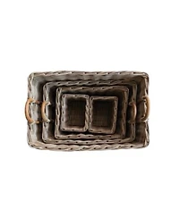 Storied Home Hand Woven Rattan Trunks With Handles 3 Nested Baskets Natural Set Of 5