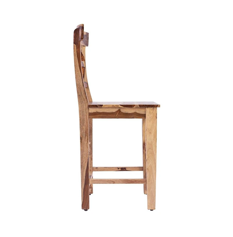 Porter Designs Taos Solid Sheesham Wood Counter Chair, Natural (Set of 2)