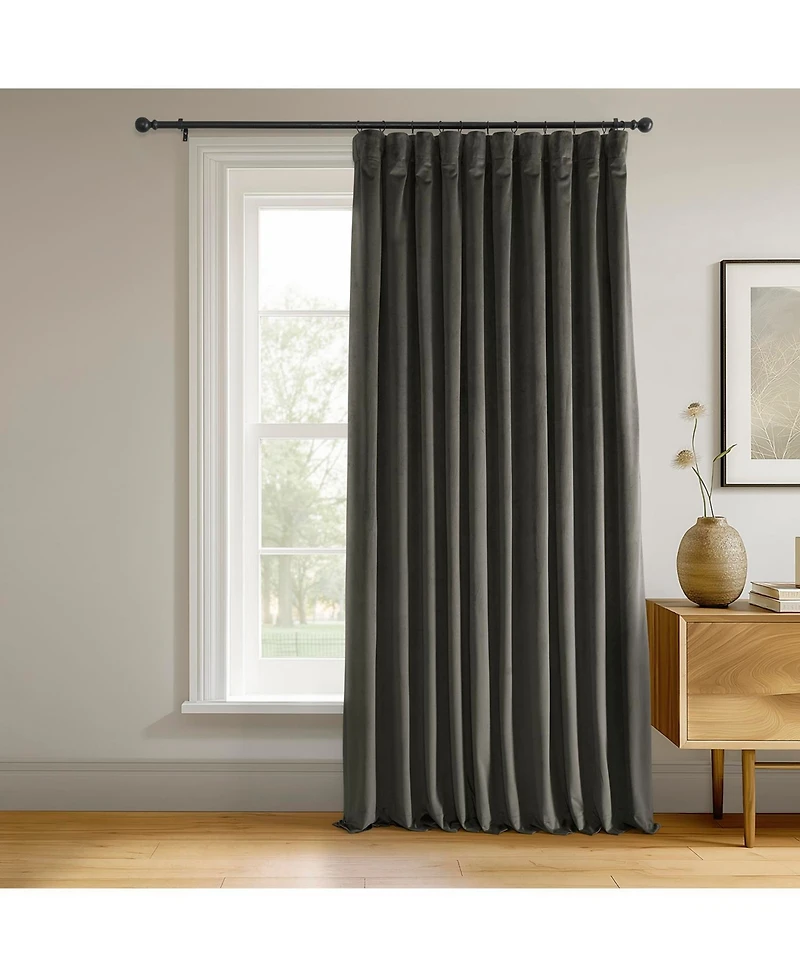 Half Price Drapes Gunmetal Grey Signature Extra Wide Velvet Blackout Curtain
