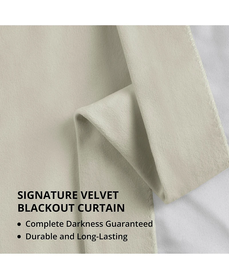 Half Price Drapes Warm Off White Signature Extra Wide Velvet Blackout Curtain
