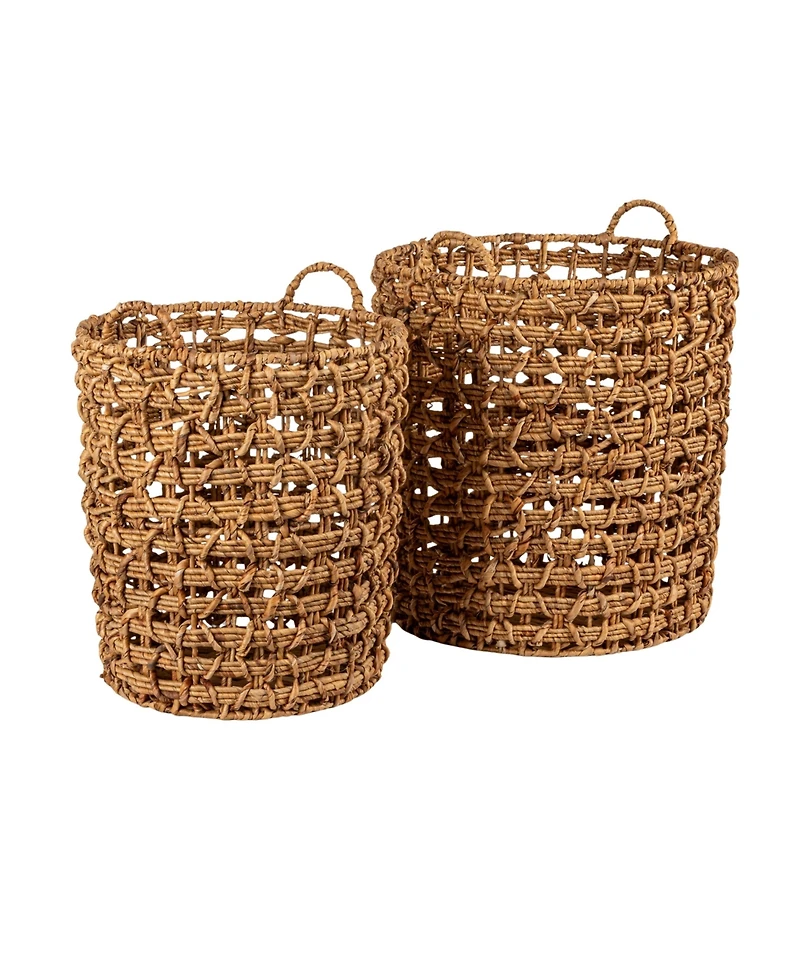 Storied Home Round Water Hyacinth Baskets, Set of 2