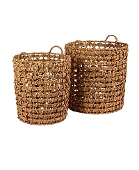 Storied Home Round Water Hyacinth Baskets, Set of 2
