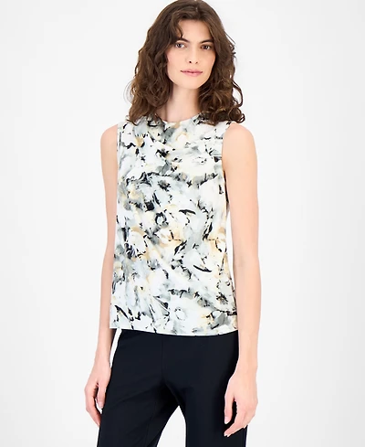 Anne Klein Women's Sleeveless Asymmetric Pleated Top