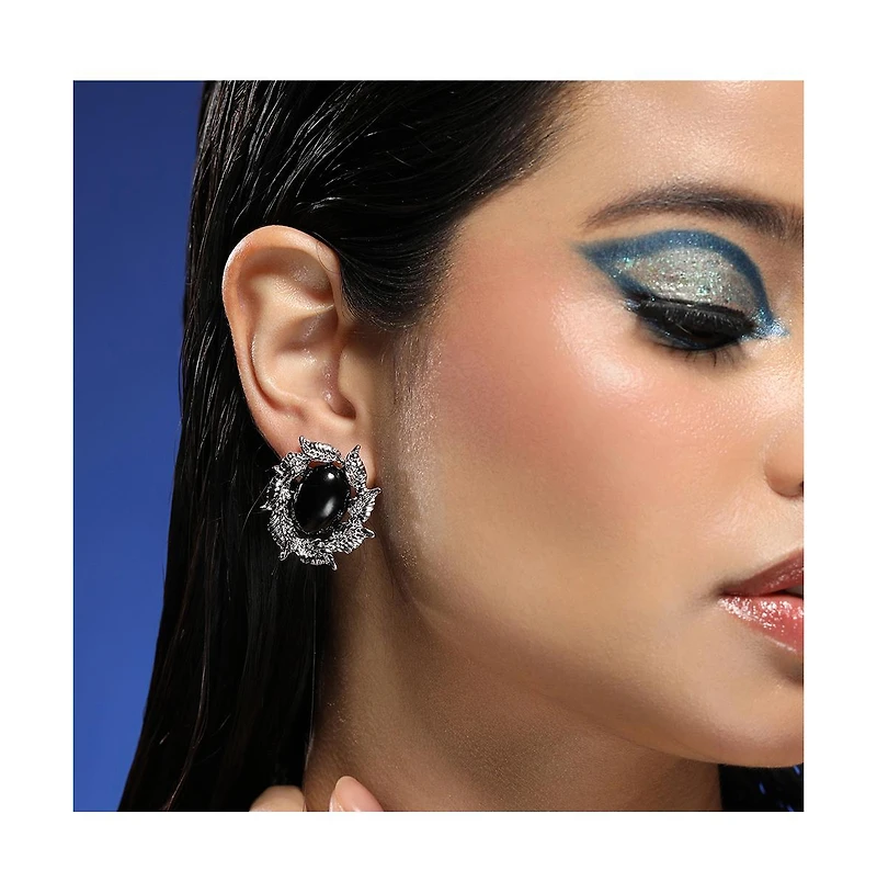 Women's The Victorian-Foliage Stud Earrings - Metallic Silver