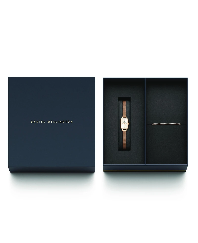 Daniel Wellington Women's Analog Rose Gold-Tone Stainless Steel Watch Set, 18mm