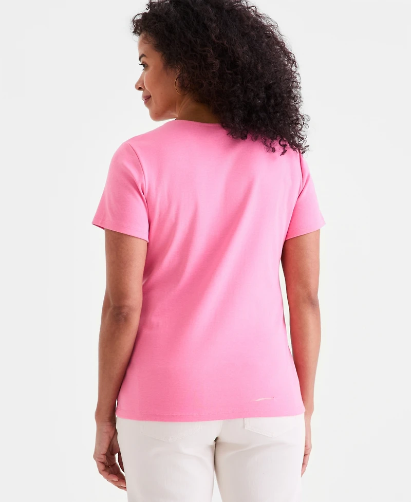 Style & Co Petite Cotton Scoop-Neck Short-Sleeve Top, Created for Macy's